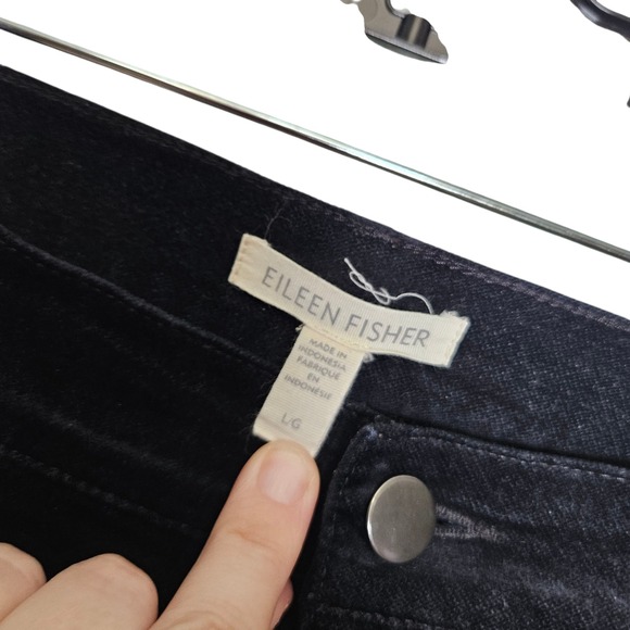 Eileen Fisher Velvet Pants Womens L Large Black Casual‎ Trousers Organic Cotton - Picture 3 of 10